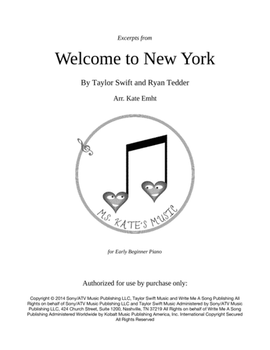 Welcome To New York (arr. Kate Emht)