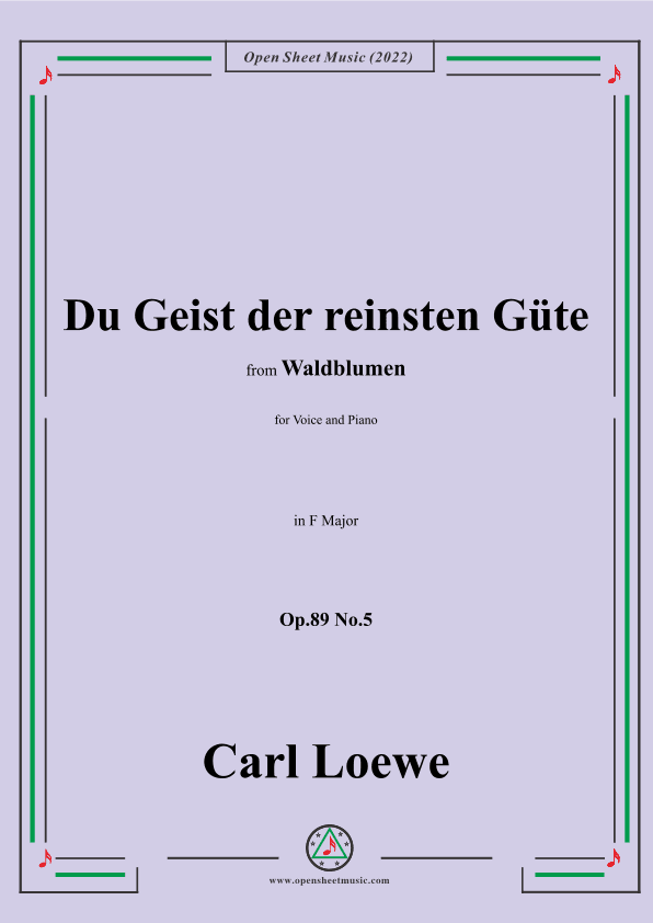Loewe-Du Geist der reinsten Güte,Op.89 No.5,in F Major (arr. OSM Press)