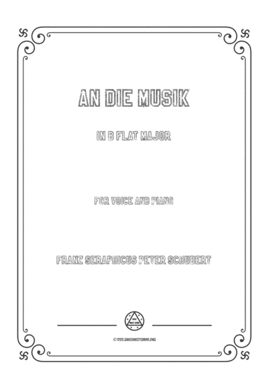 Schubert-An die Musik in B flat Major,for voice and piano (arr. MSM)