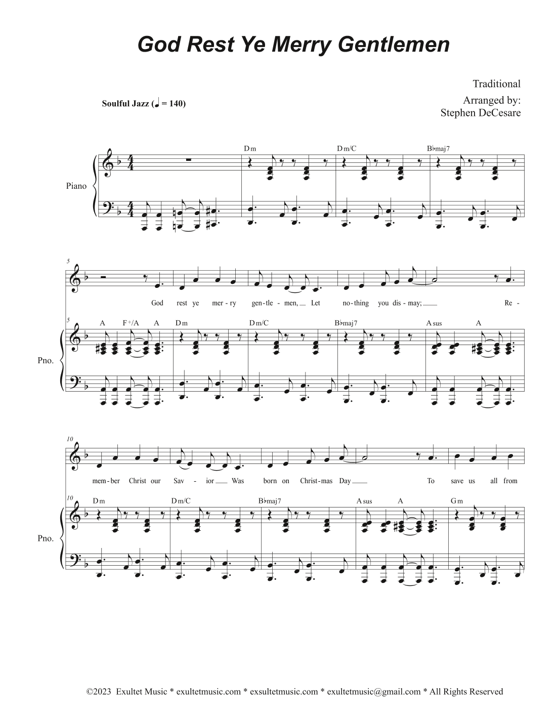 God Rest Ye Merry Gentlemen (Unison choir) (arr. Stephen DeCesare)