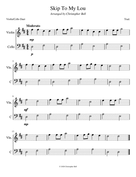 Skip To My Lou - Easy Violin/Cello Duet (arr. Silent Home Records)