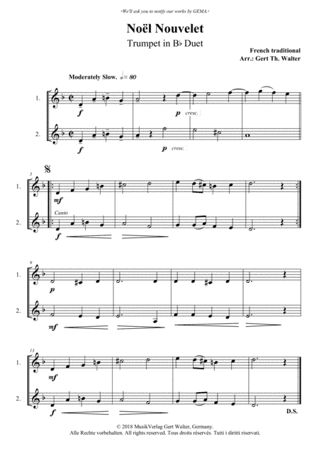 Noel Nouvelet (arr. Gert Th. Walter)