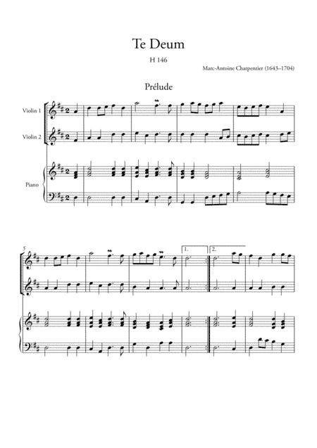 Te Deum Prelude (for 2 Violins and Piano) (arr. Ahiva Editions)