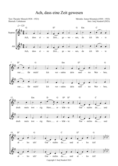 Ach, dass eine Zeit gewesen (arr. Jurij Neudorf)