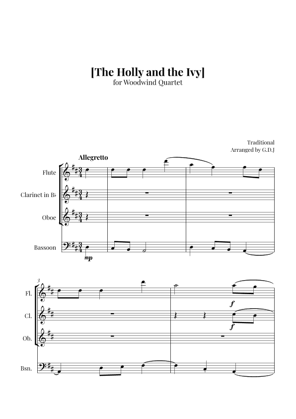 The Holly and the Ivy (arr. GDJ)