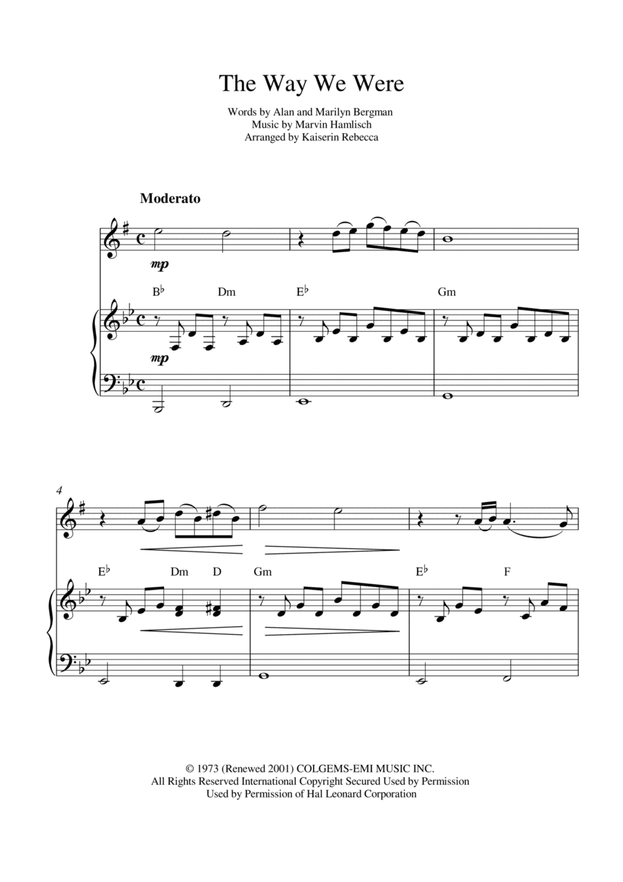 The Way We Were (arr. Kaiserin Rebecca)