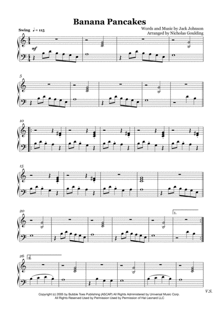 Banana Pancakes (arr. Nicholas Goulding)