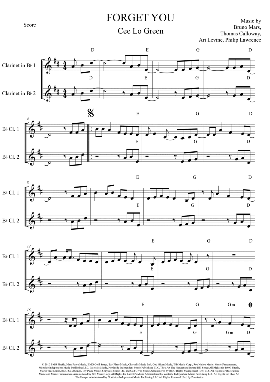 Forget You (arr. The Sheet Music Library)