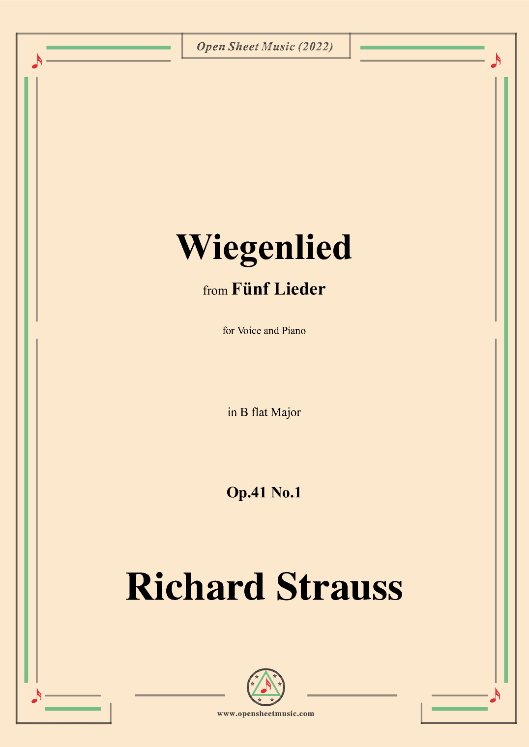 Richard Strauss-Wiegenlied,in B flat Major,Op.41 No.1 (arr. OSM Press)
