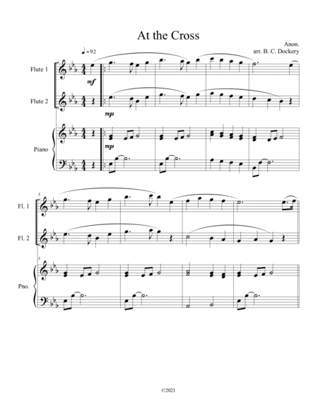 At the Cross (flute duet) with optional piano accompaniment (arr. B. C. Dockery)