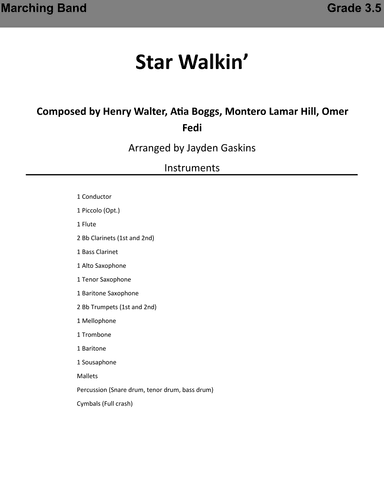 Star Walkin' (league Of Legends Worlds Anthem) (arr. Arranged by Jayden Gaskins)