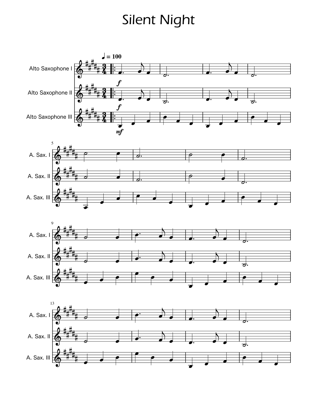 Silent Night - Sax Trio (arr. Ygor Nunes)