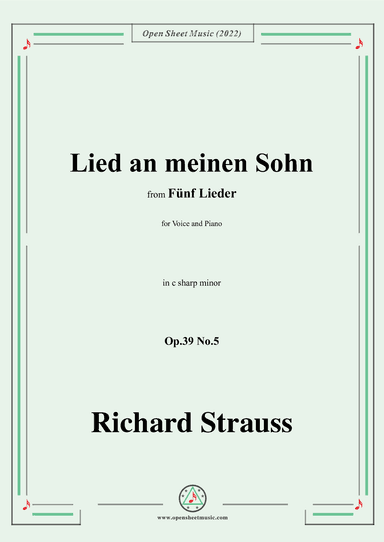 Richard Strauss-Lied an meinen Sohn,in c sharp minor,Op.39 No.5 (arr. OSM Press)