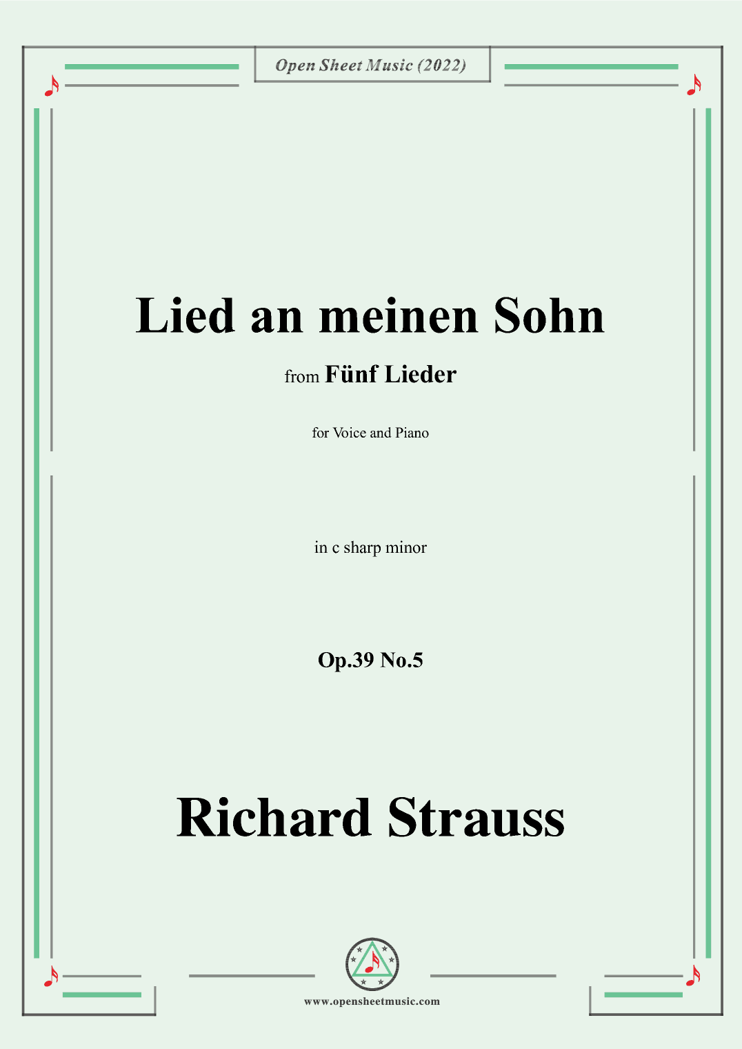 Richard Strauss-Lied an meinen Sohn,in c sharp minor,Op.39 No.5 (arr. OSM Press)