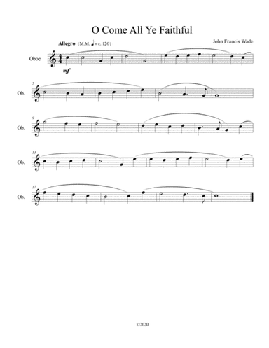 O Come All Ye Faithful for solo oboe (arr. B C Dockery)