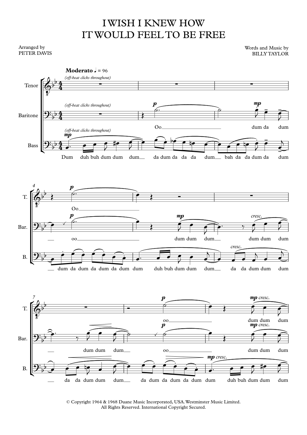 I Wish I Knew How It Would Feel To Be Free (arr. Peter Davis)