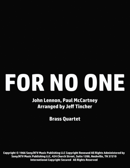 For No One (arr. Jeff Tincher)