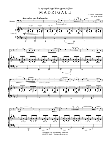 Madrigale for bassoon and piano (arr. K. Krantz)