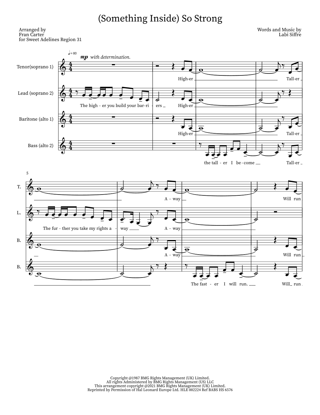 (something Inside) So Strong (arr. Fran Carter)