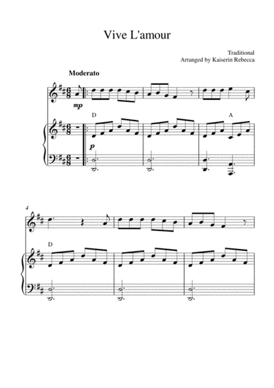 Vive L'amour (violin solo and piano accompaniment with chords) (arr. Kaiserin Rebecca)