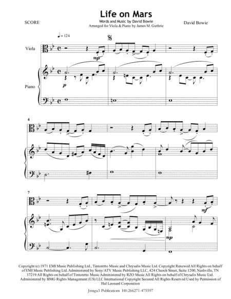 Life On Mars (arr. James M. Guthrie, ASCAP)