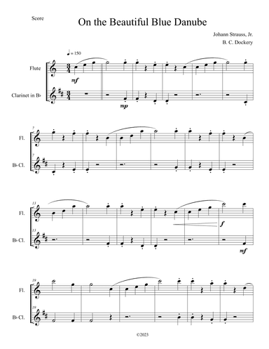 The Blue Danube (Flute and Clarinet Duet) (arr. B. C. Dockery)