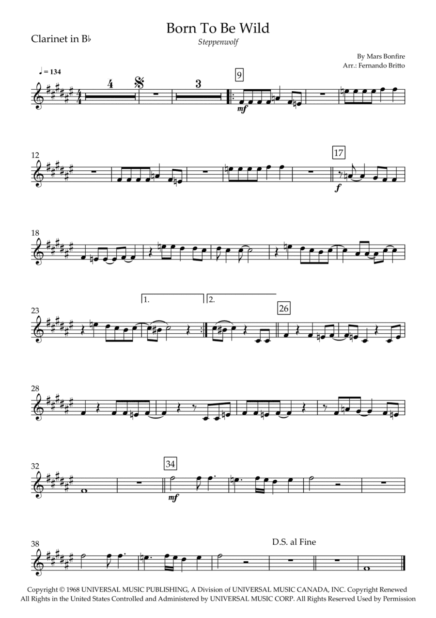 Born To Be Wild (arr. Fernando Britto)
