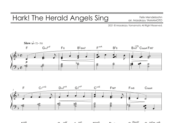 Hark! The Herald Angels Sing [Piano solo / beginner / Christmas Music Arr.] (arr. Masakazu YAMAMOTO)