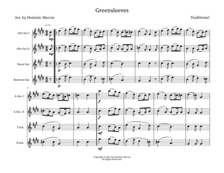 Greensleeves (arr. Dominic Meccia)