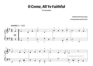 O Come, All Ye Faithful (easy piano) (arr. Bernardo Pereira)