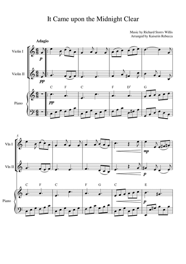 It Came upon the Midnight Clear (for violin duet and piano accompaniment) (arr. Kaiserin Rebecca)