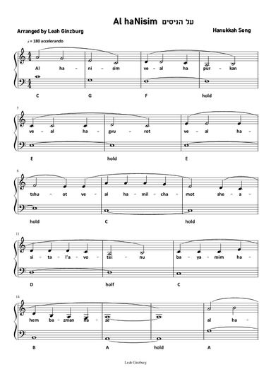 Al hanisim (And for the Miracles) Hanukkah Song (arr. Leah Ginzburg)