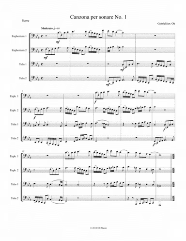 Canzona per Sonare No. 1 for tuba quartet (arr. Tim Olt)