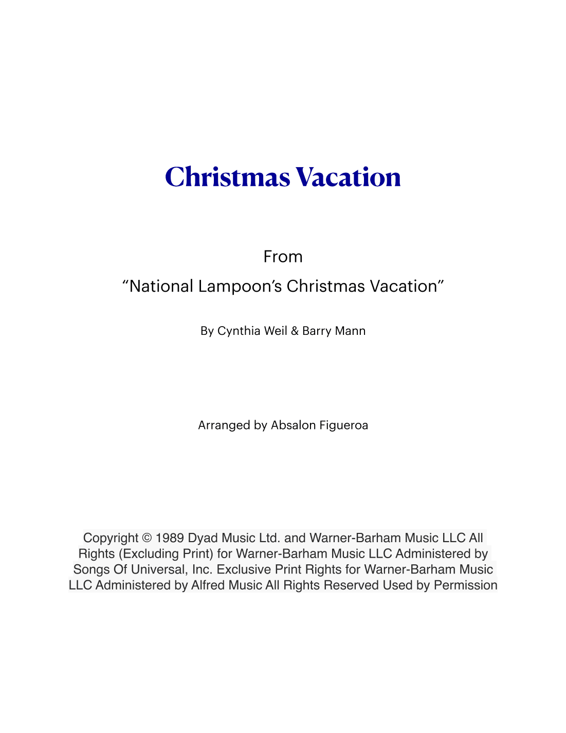 Christmas Vacation (arr. Absalon Figueroa)