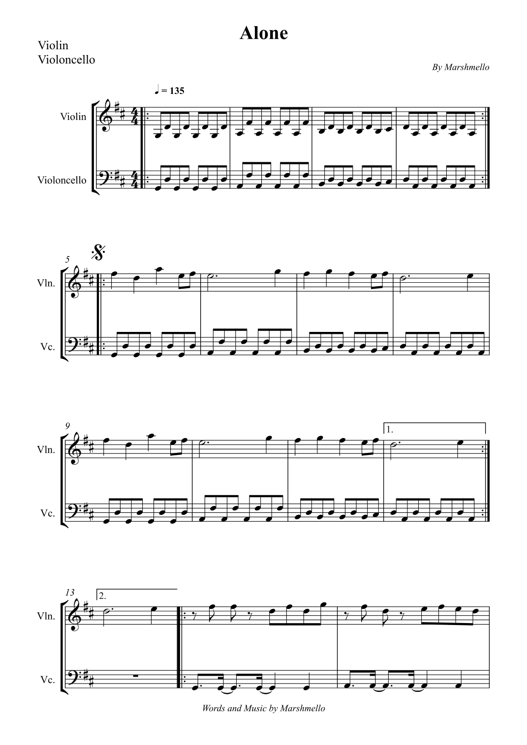 Alone (arr. Wesley S. SIlva)