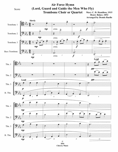 Air Force Hymn ("Lord, Guard and Guide") - Trombone Choir or Quartet - Advanced Intermediate (arr. Dennis Ruello)