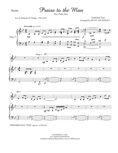 Praise to the Man - Easy Piano Duet (arr. Betsy Lee Bailey)