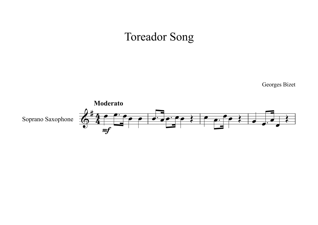 Toreador Song - Georges Bizet (Soprano Sax) (arr. Digital Book Music)