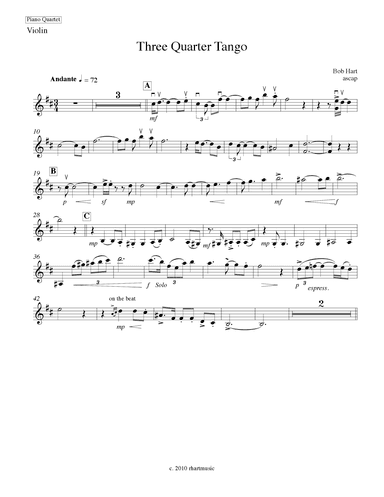 Three Quarter Tango for Piano Quartet