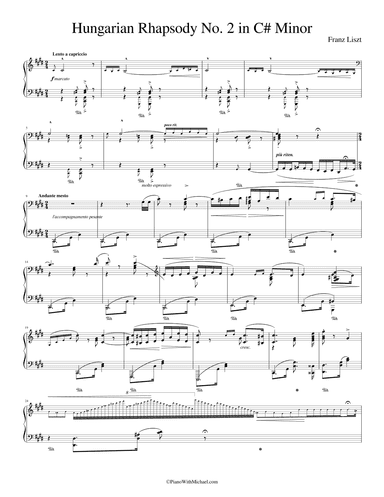 Hungarian Rhapsody No. 2 in C-sharp minor, S.244/2 (arr. PianoWithMichael.com)