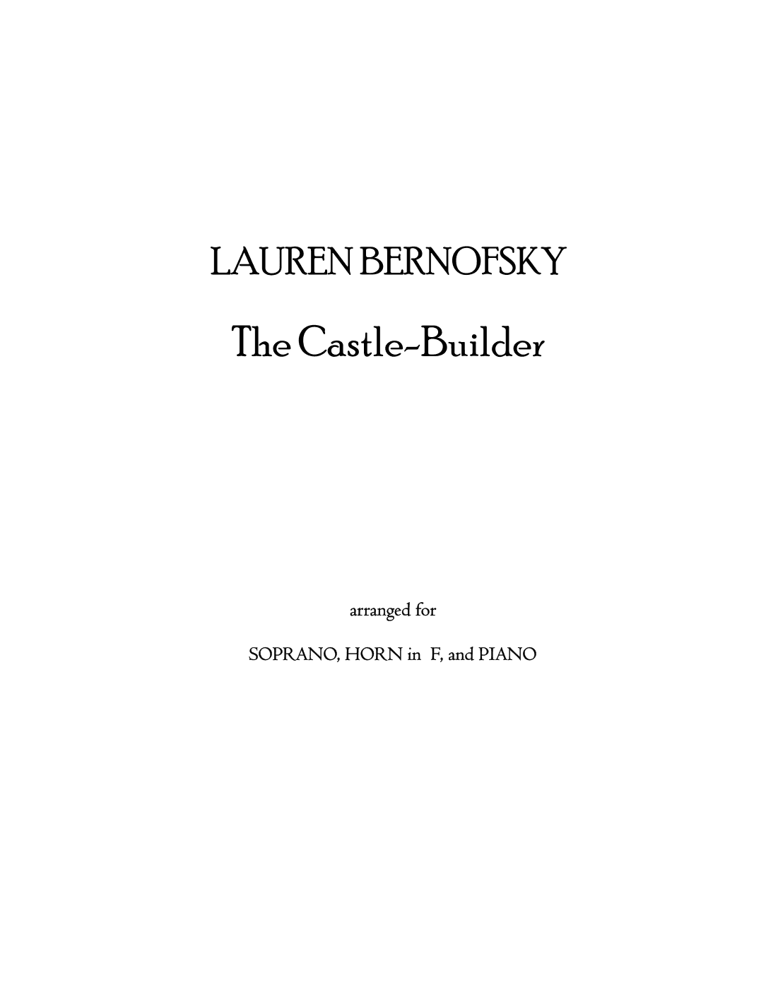 THE CASTLE-BUILDER (high voice) - score and horn part