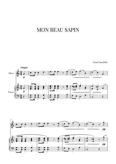 Mon Beau Sapin for Oboe and Piano (arr. Cadenza Editions)