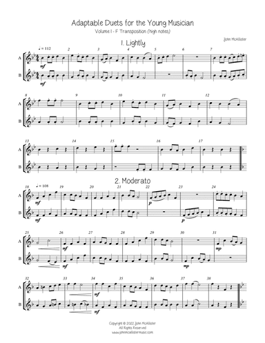 Adaptable Duets for the Young Band Musician Volume One - F Transposition