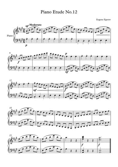 Piano Etude No.12 in A Major
