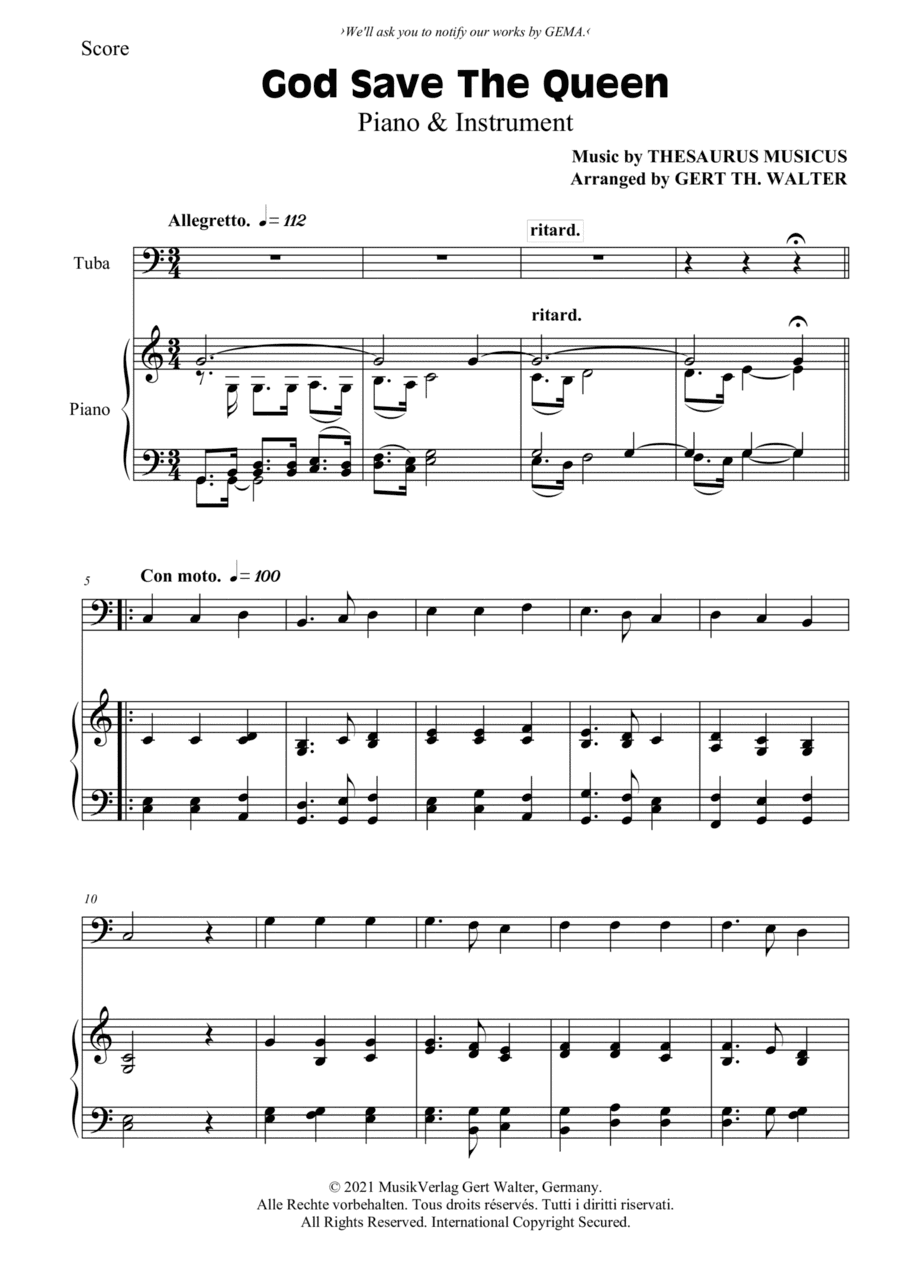 God Save The Queen (arr. Gert Th. Walter)