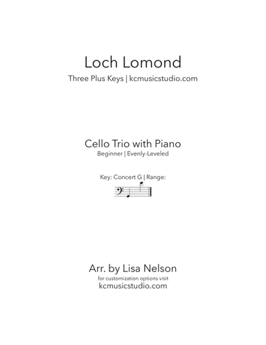 Loch Lomond - Cello Trio with Piano Accompaniment (arr. Lisa Nelson)