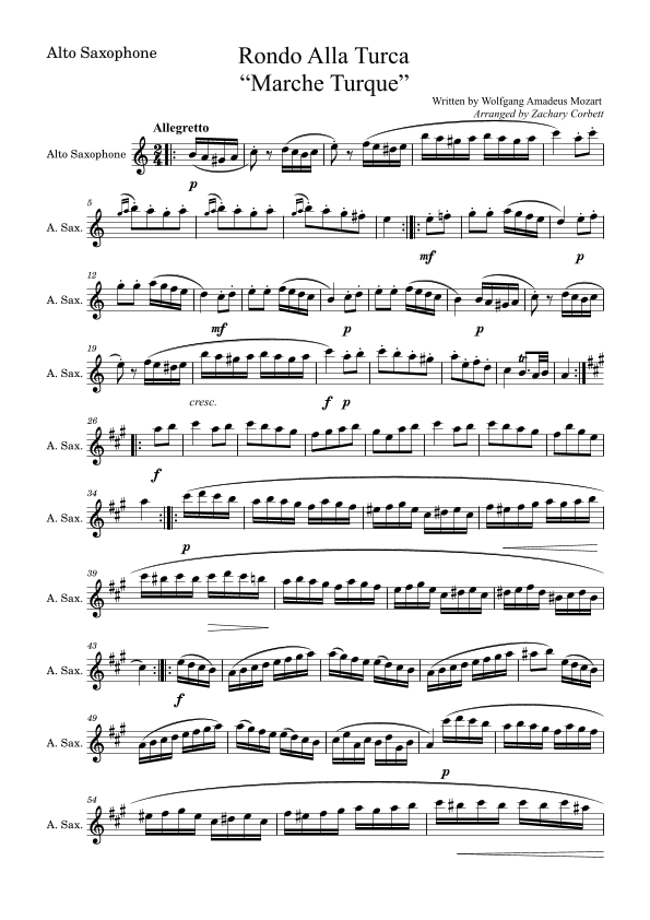 Rondo Alla Turca (Turkish March) (arr. Zachary Corbett)