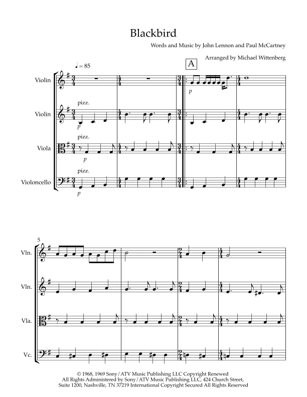 Blackbird (arr. Michael Wittenberg)