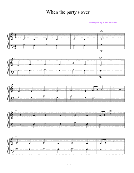 When The Party S Over (arr. Cyril Miranda)
