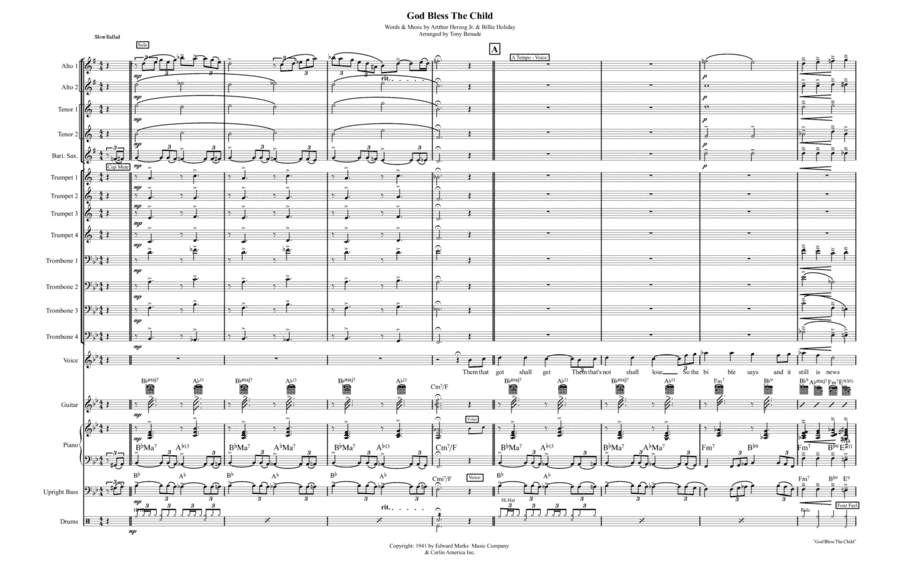 God Bless' The Child (arr. Tony Benade)